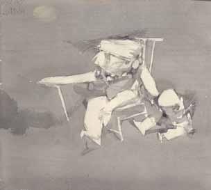 .115 יוסף הירש )1920-1997( בובה / 1984 / טכניקה מעורבת על נייר 29X32 ס מ / חתום ומתוארך Joseph Hirsch (1920-1997) Doll / 1984 / Mixed media on paper / 29X32 cm / Signed and