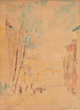 Ovadiahu (1892-1963) Landscape / Watercolor on paper 39X52 cm / Signed in Hebrew and English
