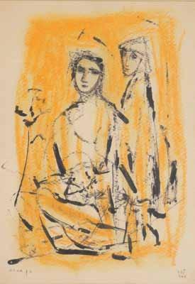 .127 לאה גולדברג )1911-1970( בין החוחים / 1965 / דיו ופסטל על נייר 33X23 ס מ / חתום, מתואר ומתוארך נושא בגב אישור מאת נח אופיר,