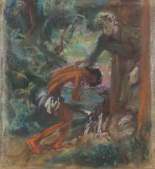 .135 אדמונד פירסט )1874-1955( דמויות / פסטל על נייר / 36X33 ס מ חתום Edmund Fürst
