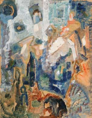 .7 מרדכי לבנון )1901-1968( צפת / 1966 / גואש וצבע מים על נייר 48X37 ס מ / חתום