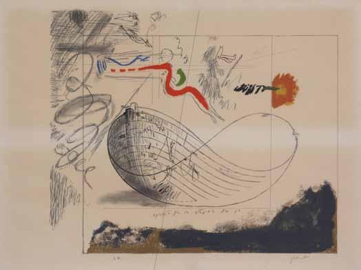 148.148 אריה ארוך )1908-1974( סירה / 1970 / הדפס רשת על נייר.A.P ס מ / חתום ומצוין 56X76 ספרות: אריה ארוך, מוזיאון ת א לאמנות, 2003, עמ 362, מצולם )עותק אחר(.