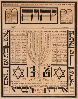 10 10 10. Shiviti Edited by Rabbi Ben-Zion Levy / Two Handwritten Shiviti on Parchment 1. Shiviti. Lithographic printing of an editorial and graphic work by Rabbi Ben-Zion Levy. Adar B, 1954.