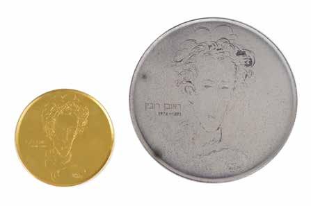 205 204 204. Gold Medal and Silver Medal Reuven Rubin Two medals with Reuven Rubin s portrait. Gold medal and silver medal. Obverse: a portrait of Reuven Rubin and his signature.