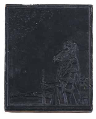 Approximately 44x30 cm. Framed: 45.5x59.5 cm. Good condition. Some damage. Tear in the left top corner. Opening Price: $300 225. Printing Block - Abraham - E. M.
