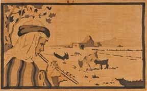 This work, as well as other works by Lilien, is in the style of art novo. Abraham is depicted holding his shaft looking toward the sky, where a group of stylized stars are seen.