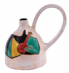 Decorative Pitcher Aharon Kahana Decorative pitcher, created by Aharon Kahana. Painted and glazed clay. Signed: Kahana.