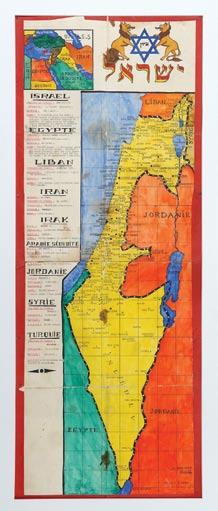 56 בפינה שמאלית-עליונה מפת המזרח התיכון. לצד המפה נתונים דמוגרפים, צבאיים ומדיניים על כל מדינות האזור. בירת ישראל מופיעה תל-אביב.