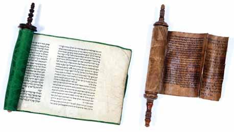 4 3 4. Two Miniature Torah Scrolls Printed on Paper Miniature Torah Scroll, printed on paper. Rolled on two wooden Atzei Chaim. [Early 20th century].