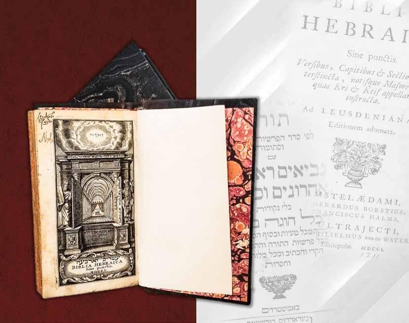 58. תנ ך גורל הגר א עותק מפואר ונאה במיוחד - בשני כרכים! אמשטרדם, תס א 1701-500$ 1,500$ - 3,500$ 69 בראש חלק א הקדמה בלטינית מאת Georgius.Desmarestz ובסופה שיר בעברית.