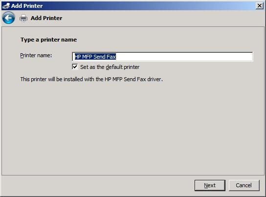 בתיבת הטקסט Printer name (שם מדפסת) מוצג שם ברירת המחדל.