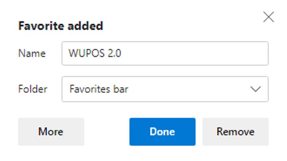 D סגור את Internet Explorer ו - והפעל אותו מחדש. בחר את מועדף WUPOS 2.0 החדש (או - Western Union התחברות) כדי לאשר.