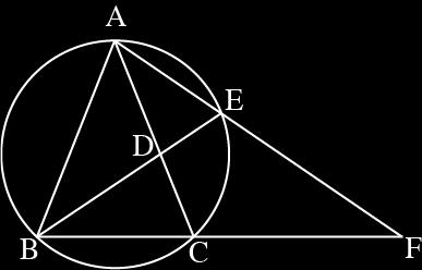 פרק שני גאומטריה וטריגונומטריה במישור משולש המיתר BC BE המשכי המיתרים כמתואר בציור נתון: חסום במעגל חותך את הצלע