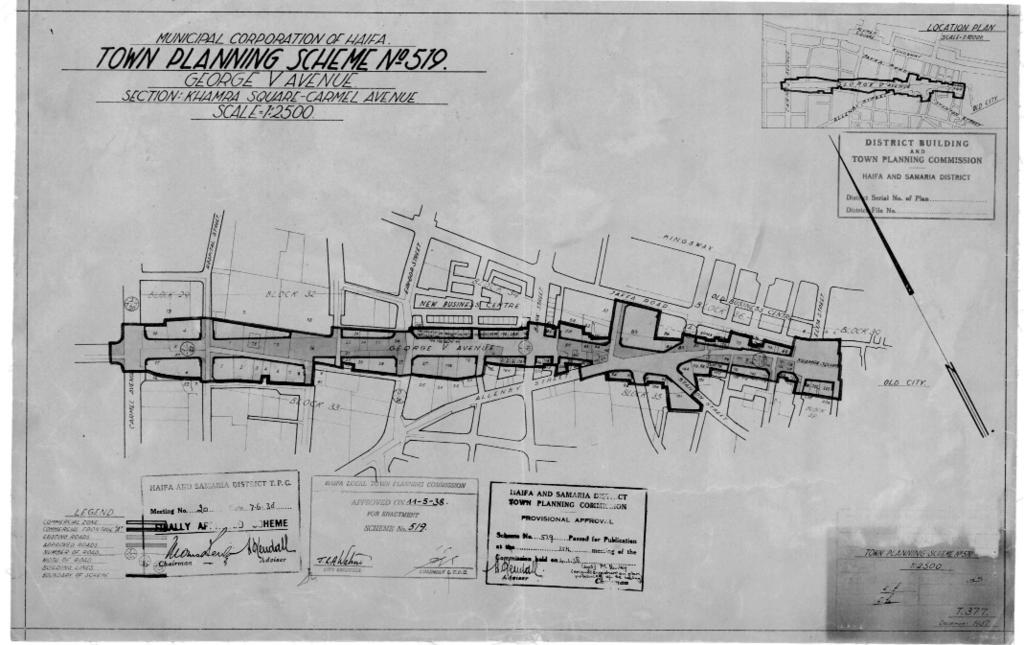 1938 לפעם הראשונה רואים מפה כתובה עם השם שדרות המלך ג'ורג'