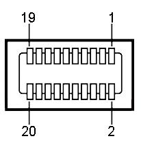 3 V DP_PWR Mini DisplayPort מחבר פין מספר 1 2 3 4 5 6 7 8 9 10 הצג מחבר של פינים 20 צד GND פעיל תקע זיהוי ML3(n) GND ML3(n) GND GND GND ML2(n)