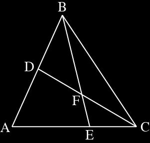 נתון משולש הצלע ABC )ראה סרטוט( הנקודה D הנקודה E AB מחלקת את הצלע AC F הנקודה AE : EC = : היא מפגש הקטעים