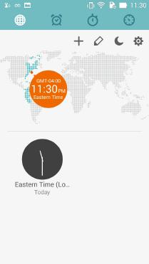 שעון עולמי הקש כדי לגשת אל הגדרות השעון העולמי של.ZenFone הקש כאן כדי לגשת אל הגדרות השעון העולמי.
