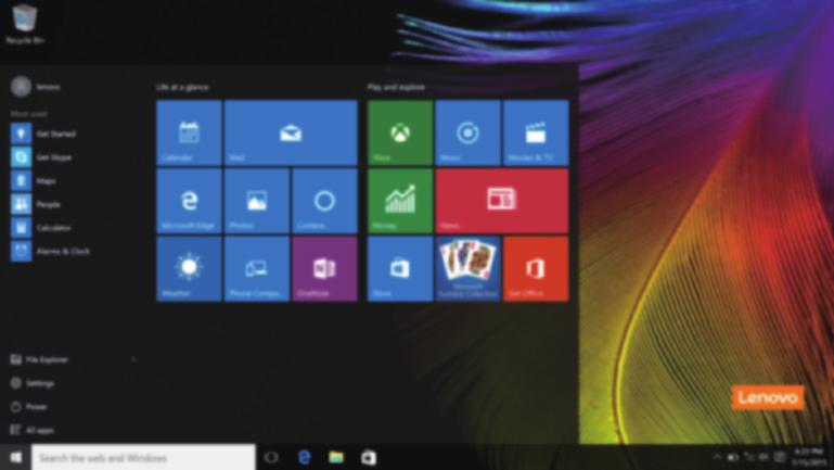 פרק 2. התחלת השימוש ב- Windows ממשקי מערכת ההפעלה )למערכת ההפעלה )Windows 10 מערכת ההפעלה Windows 10 באה עם תפריט התחלה חזק ושימושי.