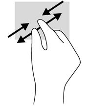 צביטה לביצוע זום באמצעות שתי אצבעות צביטה לביצוע זום באמצעות שתי אצבעות מאפשרת לך להגדיל או להקטין תמונות או טקסט. כדי להגדיל את התצוגה, הנח שתי אצבעות יחד על התצוגה, ולאחר מכן הרחק אותן זו מזו.