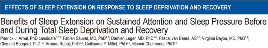 Effects of 6 nights of sleep extension on sustained attention before and during total sleep deprivation and after a subsequent recovery sleep 14 healthy men