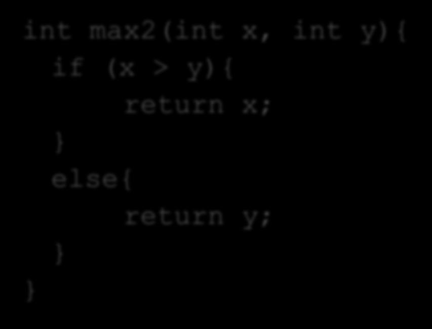 y; else return z; אפשר לכתוב פונקציה באותו הסגנון כמו תרגיל int max2(int